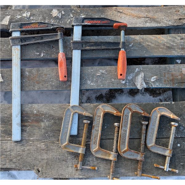 Lot of Vintage C-Clamps and (2) SANDVIK Clamps