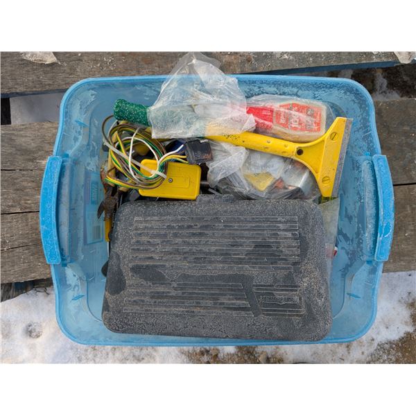 Blue Tub w/ Misc. Tools (Pliers, Screwdrivers, etc. as Shown)