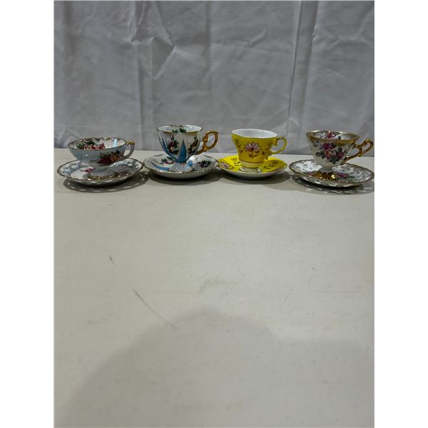 3 Vintage Japan teacups and saucers & 1 Vintage Ameriport Japan teacup and saucer