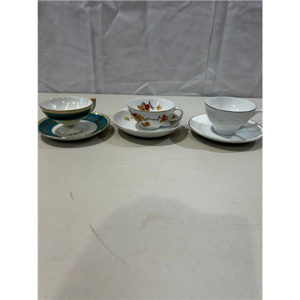 3 Vintage teacups & saucers (Del Mar, Noritake & Imperial)
