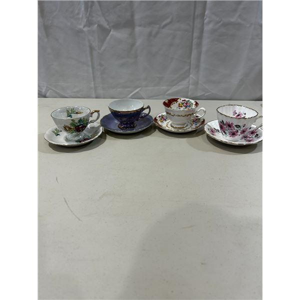 2 Vintage Castle teacups and saucers, 1 Vintage Royal Albert teacup and saucer & 1 Vintage Gladstone