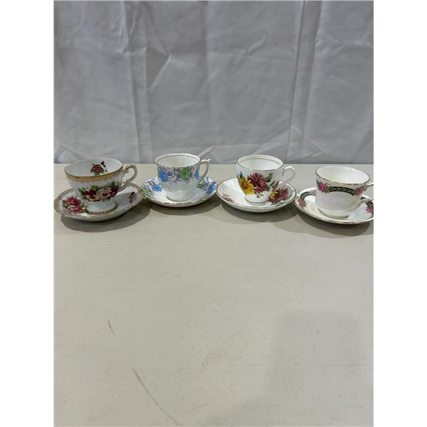 4 Vintage teacups and saucers (Castle, Duchess, Belle & Collingwoods)