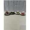 4 Vintage teacups and saucers (2 Castle, 1 Tuscan and 1 Salisbury)
