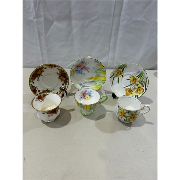 3 Vintage Royal Albert teacups and saucers with stands