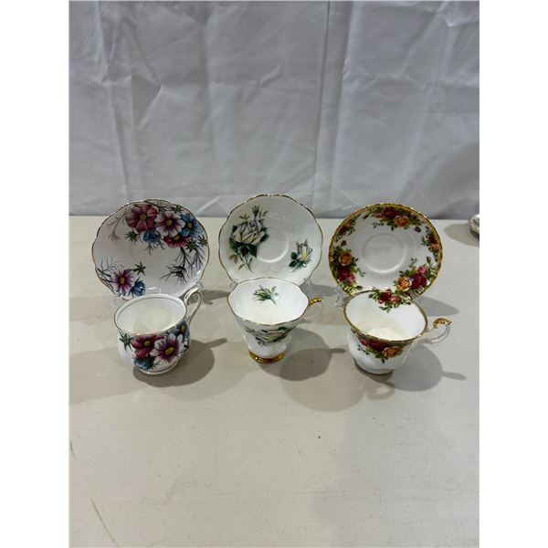 3 Vintage Royal Albert teacups and saucers with stands