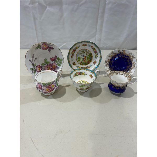 3 Vintage Royal Albert teacups and saucers with stands