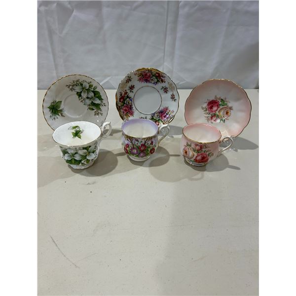 3 Vintage Royal Albert teacups and saucers with stands