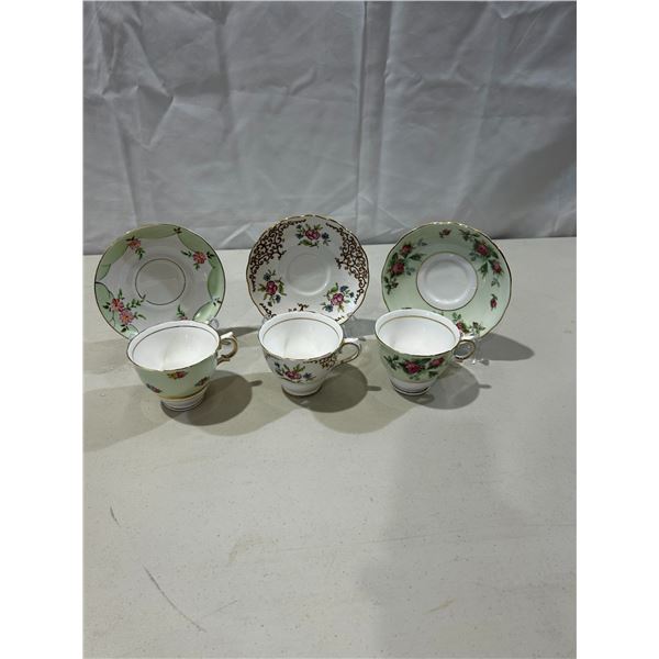 3 Vintage Colclough teacups and saucers