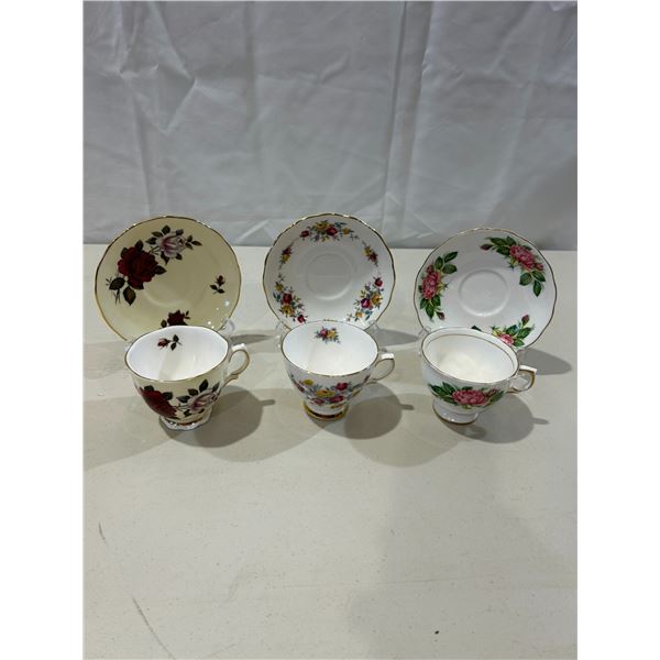 3 Vintage Colclough teacups and saucers
