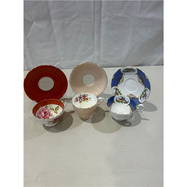3 Vintage Aynsley teacups and saucers