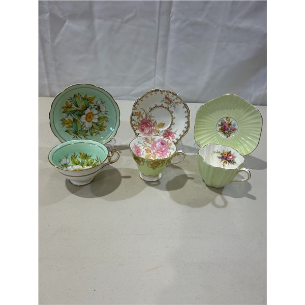 3 Vintage Foley teacups & saucers