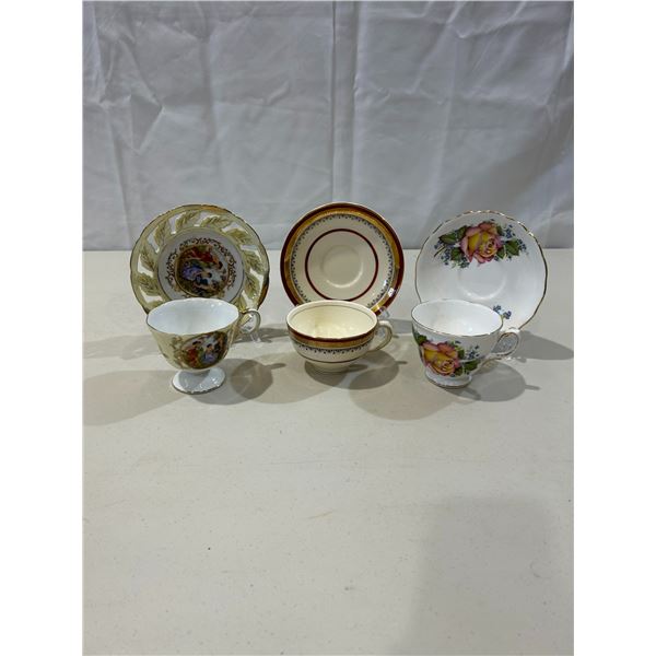 3 Vintage teacups and saucers (Royal Halsey, Royal Crown, Royal Vale)