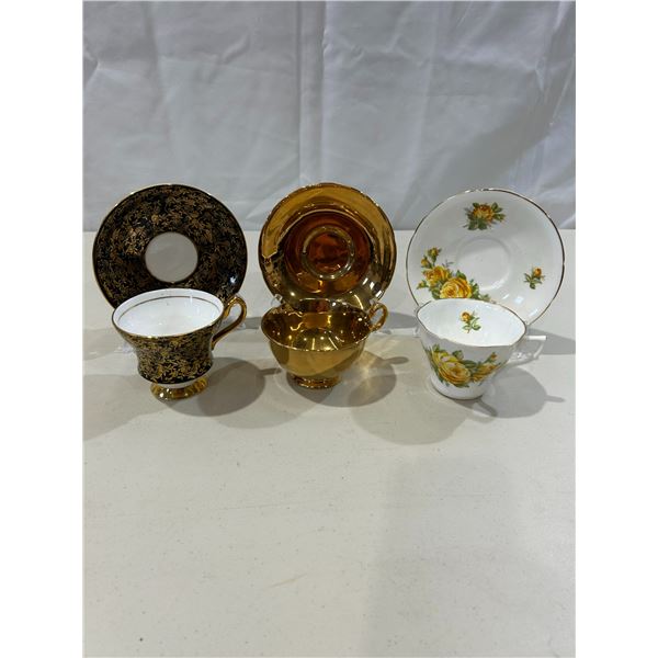 3 Vintage teacups and saucers (Royal Winton, Royal Windsor, Hamilton)