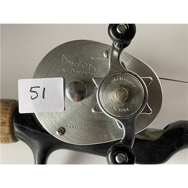 Shakespeare fishing reel and rod 1950’s Direct O Drive