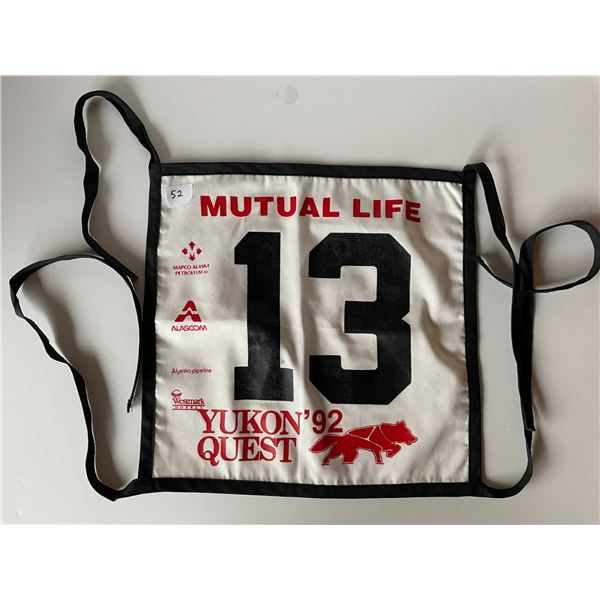Yukon Quest musher bib race worn 1992 #13
