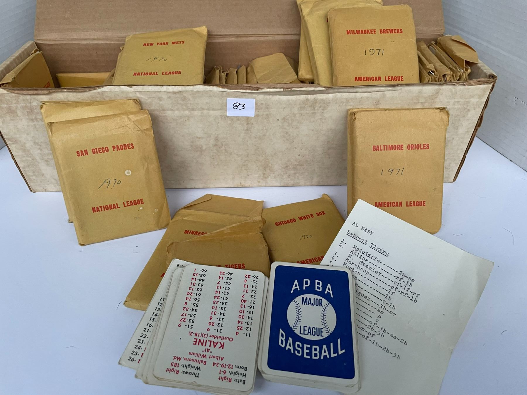 Akba Baseball APBA baseball cards – 1970-71 teams - Schmalz Auctions