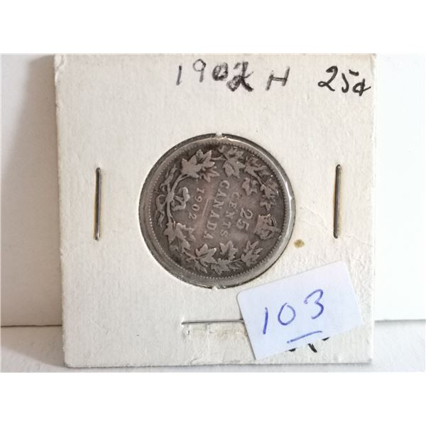1902 H Canada 25 Cents