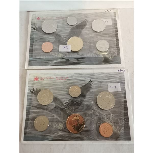 2 1992 Uncirculated Coin Sets