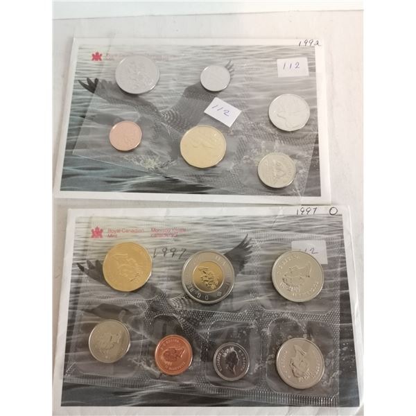 1 1992, 1 1997 Uncirculated Coin Sets