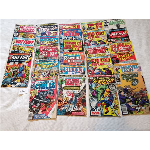 Lot of 25 Vintage Marvel  Comics mostly 20 cents and 25 cents