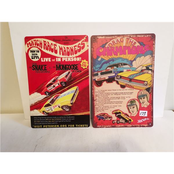 2 Tin Hotwheels Signs 7.5" x 11.5"
