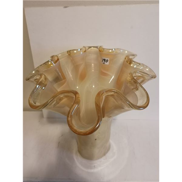 Yellow Art Glass 12.5" 12" High