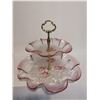 Mikasa Rosella Pink Satin Flowers 2 Tier Servin Tray