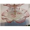 Image 2 : Mikasa Rosella Pink Satin Flowers 2 Tier Serving Tray