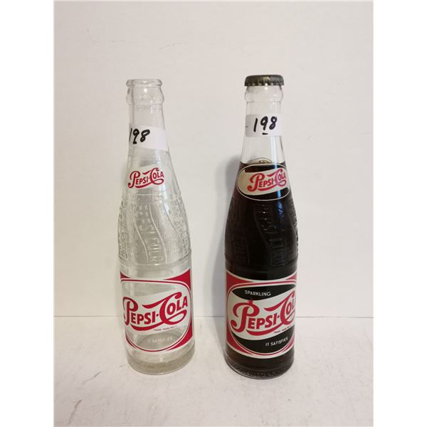 (2) 1950 Pepsi Bottles (1) Full (1) not