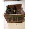 7up Crate With 18 Pop Bottles