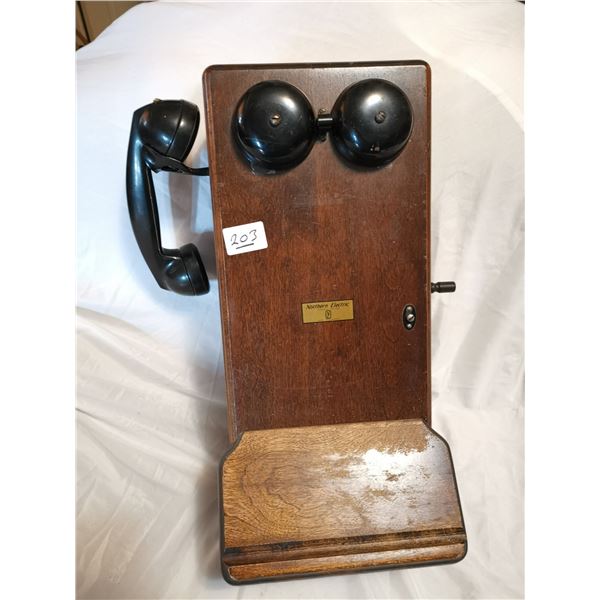 Antique Northern Electric Wooden Telephone