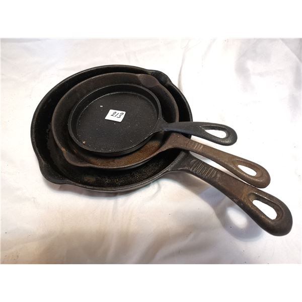 3 Cast Iron Pans (frying)
