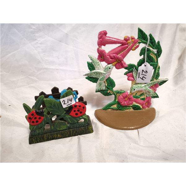 Cast Iron Lady Bug Letter Holder and Humming Bird