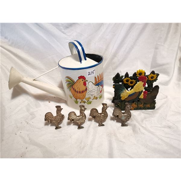 Rooster Lot (Napkin Holder, Watering Can, Cast Iron Letter Holder)