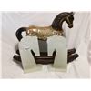2 Stone Horse Book end ands Wooden Rocking Horse