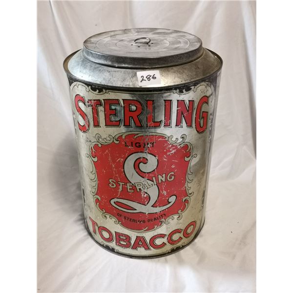 Antique Rare Sterling Tobacco Tin Can 12" high