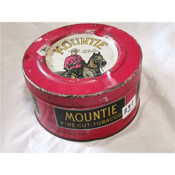 Rare Mountie Ashtray Style Tobacco Tin Can