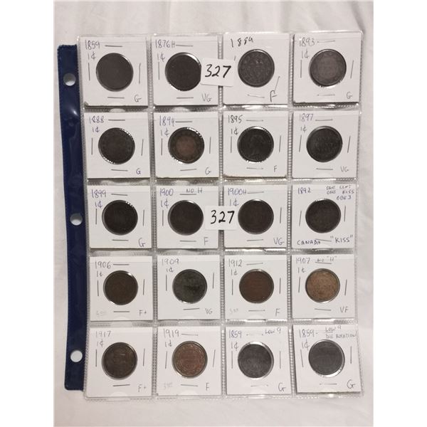20 Old Large CDN 1cent Coins