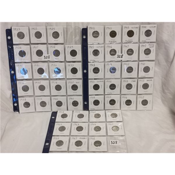 1922 and  1968 CDN 5cents Coins, Nice Grades, Missing 1925