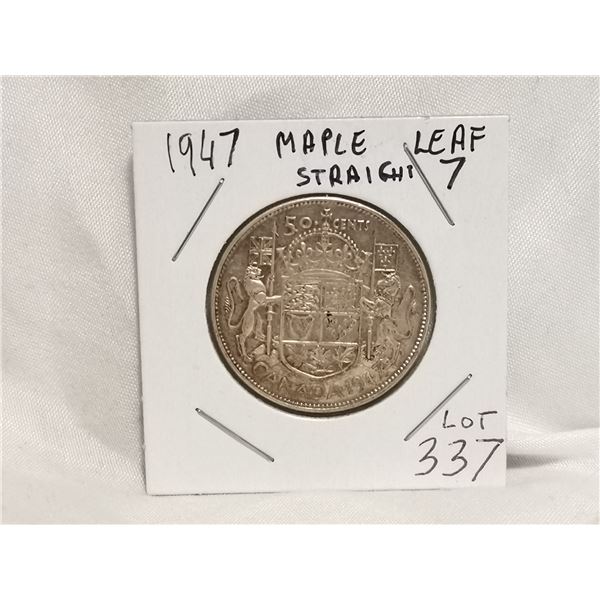 1947 Maple Leaf, Straighty Silver 50Cent
