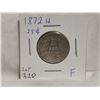 Image 1 : 1872H Silver CDN 25 Cent, (F)Grade