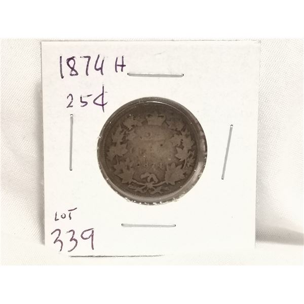 1874H Silver CDN 25 Cent, (G) Grade