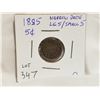 1885 Narrow Date (Large) 5 / (Small) 5 Silver 5Cents Coin
