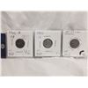 Three King Edward Silver 5Cents Coins, 1902H, 1905,1907