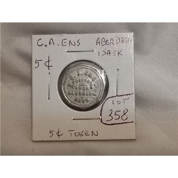 C.A. ENS ABERDEEN, SASK 5cents Token