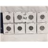 (8) American Silver War Time 5cents Coins