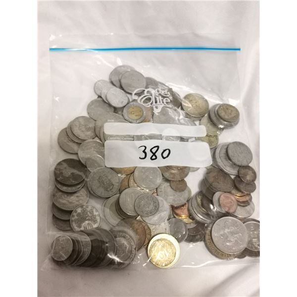 150 Foreign Coins in Bag