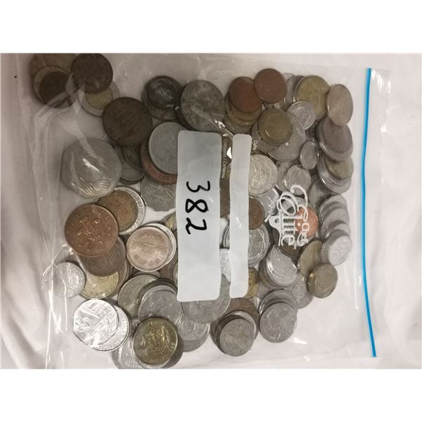 150 Foreign Coins in Bag