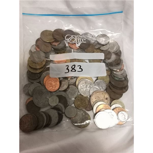 150 Foreign Coins in Bag