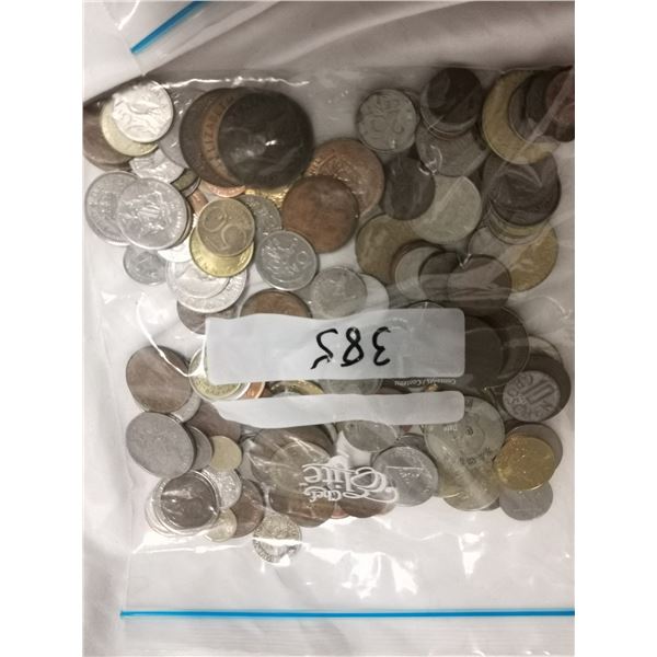 150 Foreign Coins in Bag